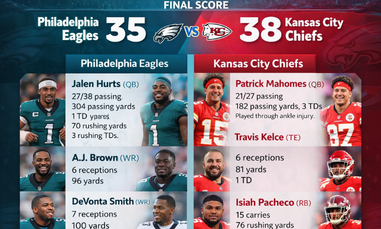 Philadelphia Eagles vs Kansas City Chiefs Match Player Stats